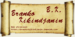 Branko Kikinđanin vizit kartica